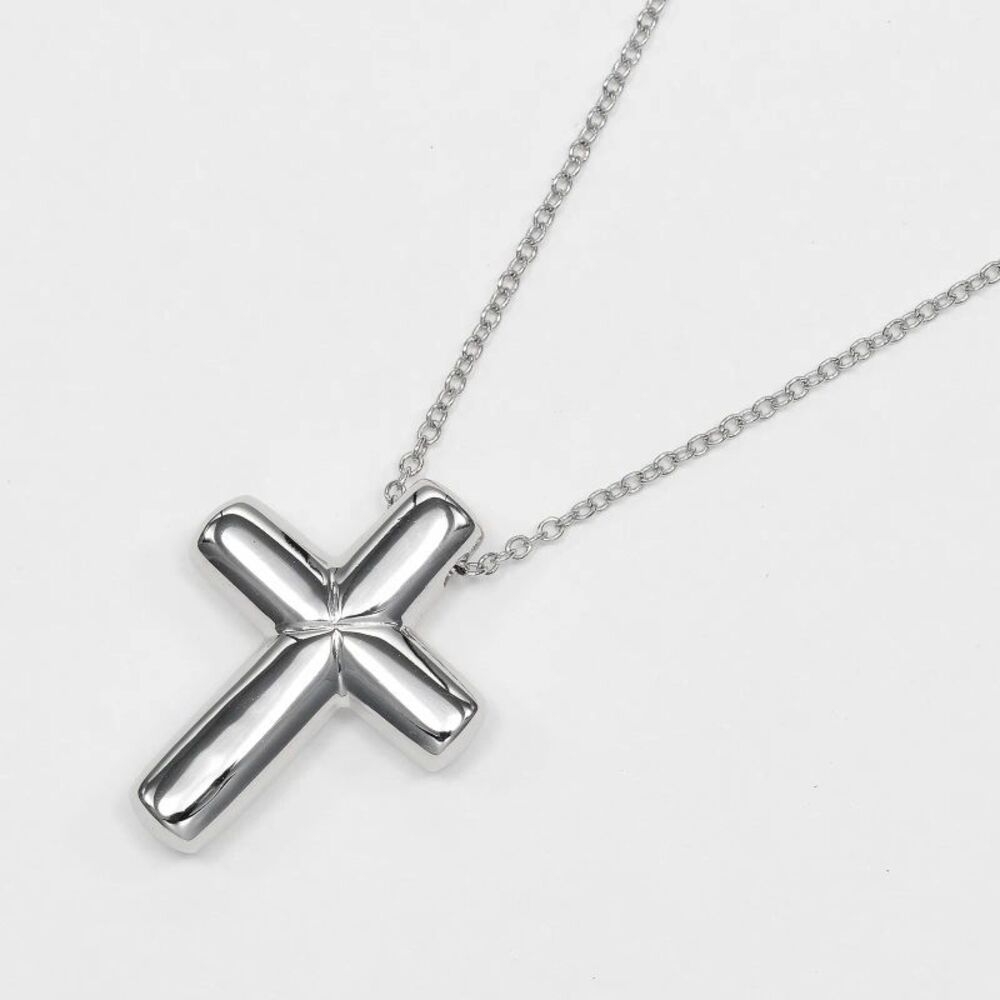 Tiffany & Co. Cross Pendant Platinum And Diamonds Silver Platinum Necklace - Picture 2 of 8